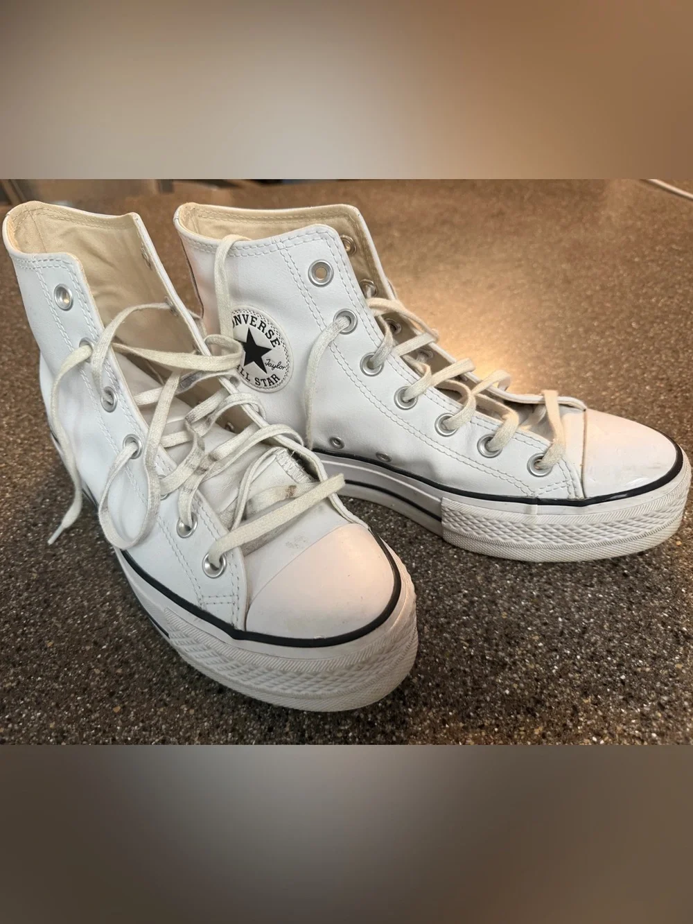 Converse Leather White High Top Sneakers